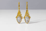 Todd Reed earrings with Natural colored fancy cut diamonds (~14.88ct), natural colored rose cut diamonds (~4.16ct), and 18k yellow gold.
